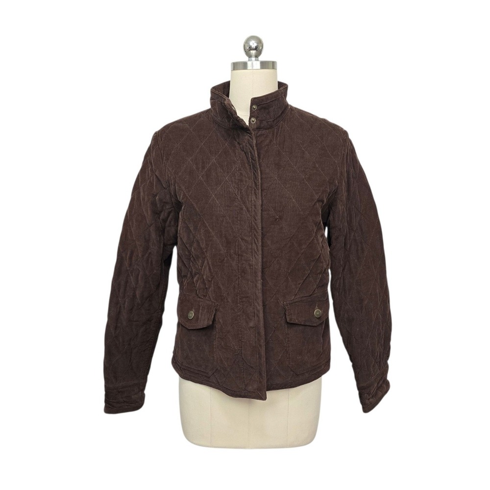 Eddie Bauer Womens Medium Brown Quilted Corduroy Barn Jacket Diamond Insulated